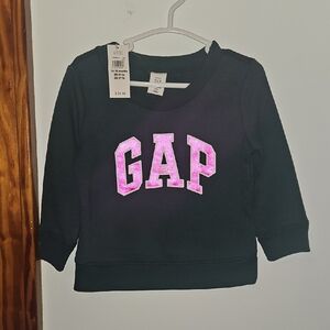 GAP Kids Green Sweatshirt with Pink Logo